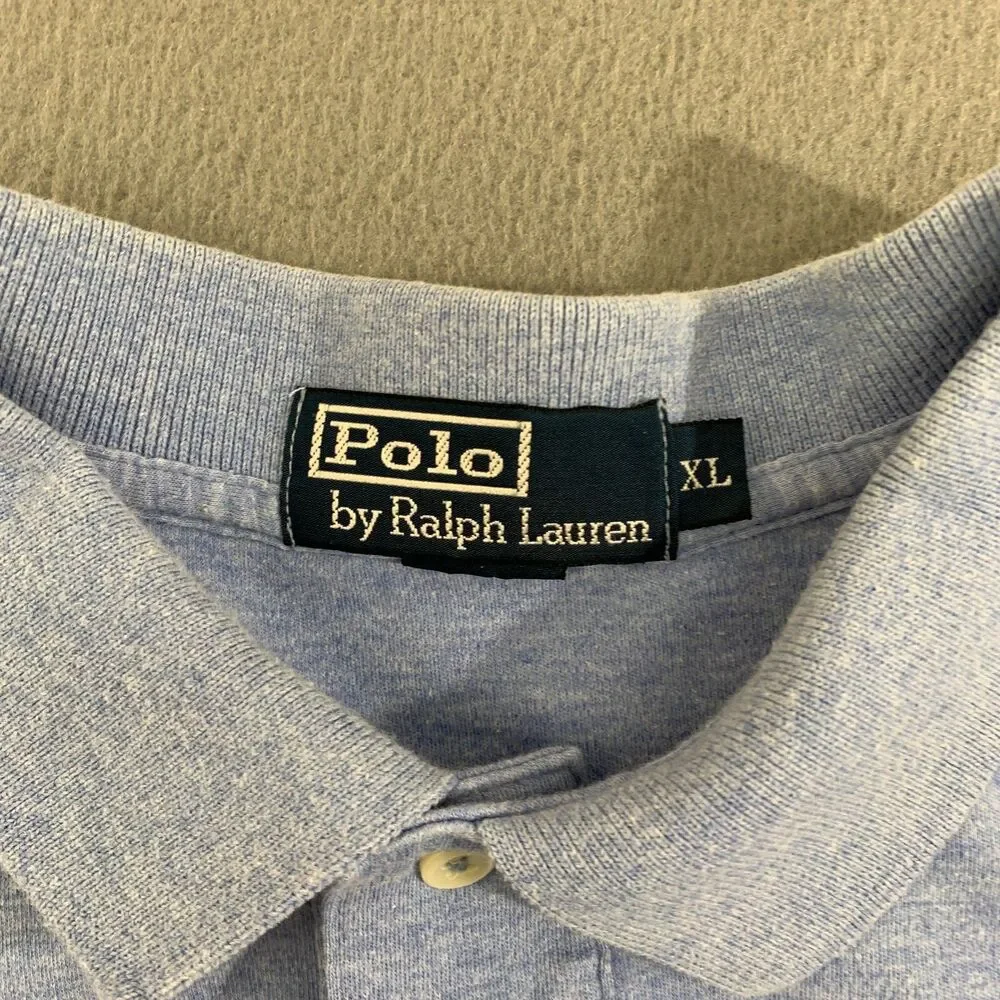 Polo Ralph Lauren Polo Shirt Mens XL Heathered Blue Soft Cotton Green Pony